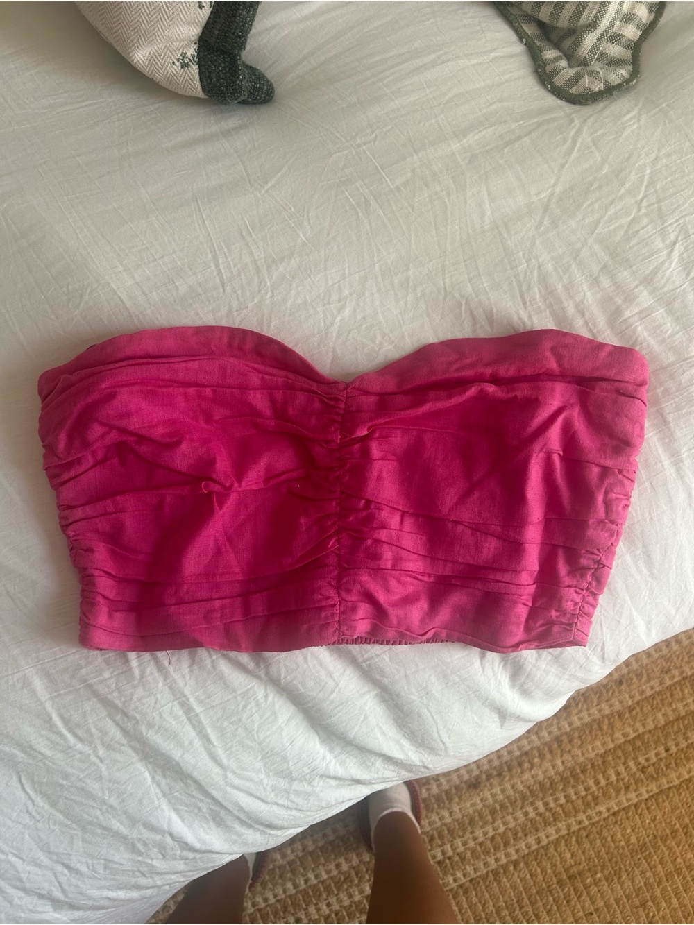Zara Ruched Hot Pink Bandeau Top